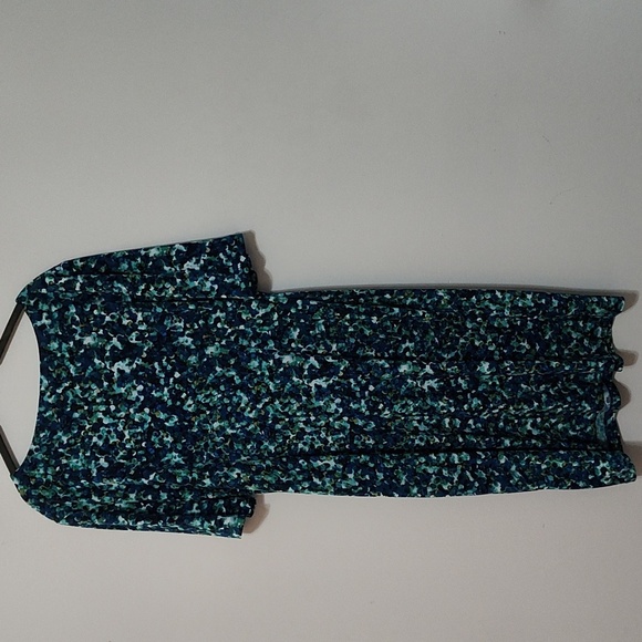 Connected Apparel Dress Size 16 Blue & Green Easter Short Sleeve Midi Sheath - Picture 4 of 12